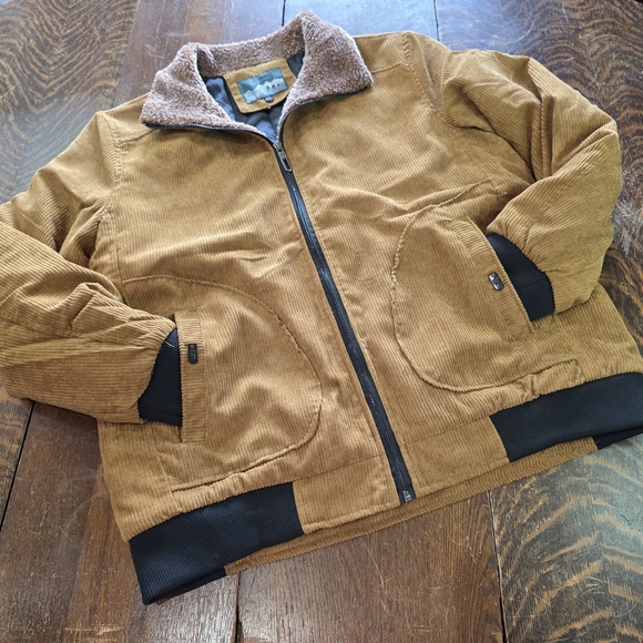 Other - Men's Corduroy Bomber Jacket with Sherpa Collar - Brown - 2XL